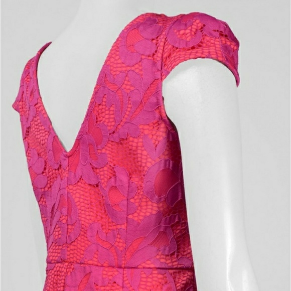 NWTs M by MAIA Pink FUSHIA Lace Sheath Dress Sz 8 - Picture 3 of 4